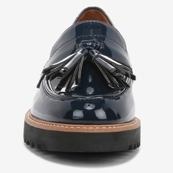 LIKE NEW Franco Sarto Carolynn Navy Patent Leather Tassel Loafer SZ 8.5 - Picture 6 of 11